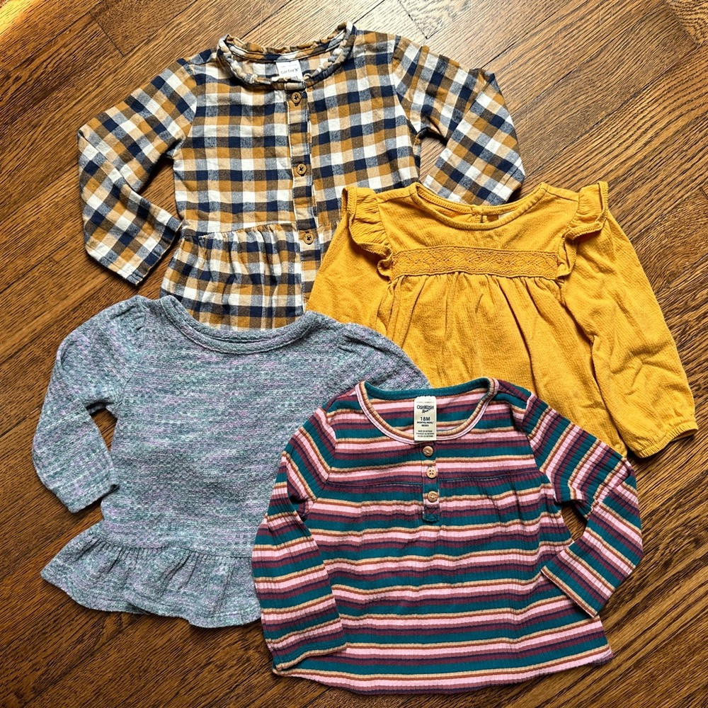 Lot of 4 Fall long sleeved girls shirts (18mos)